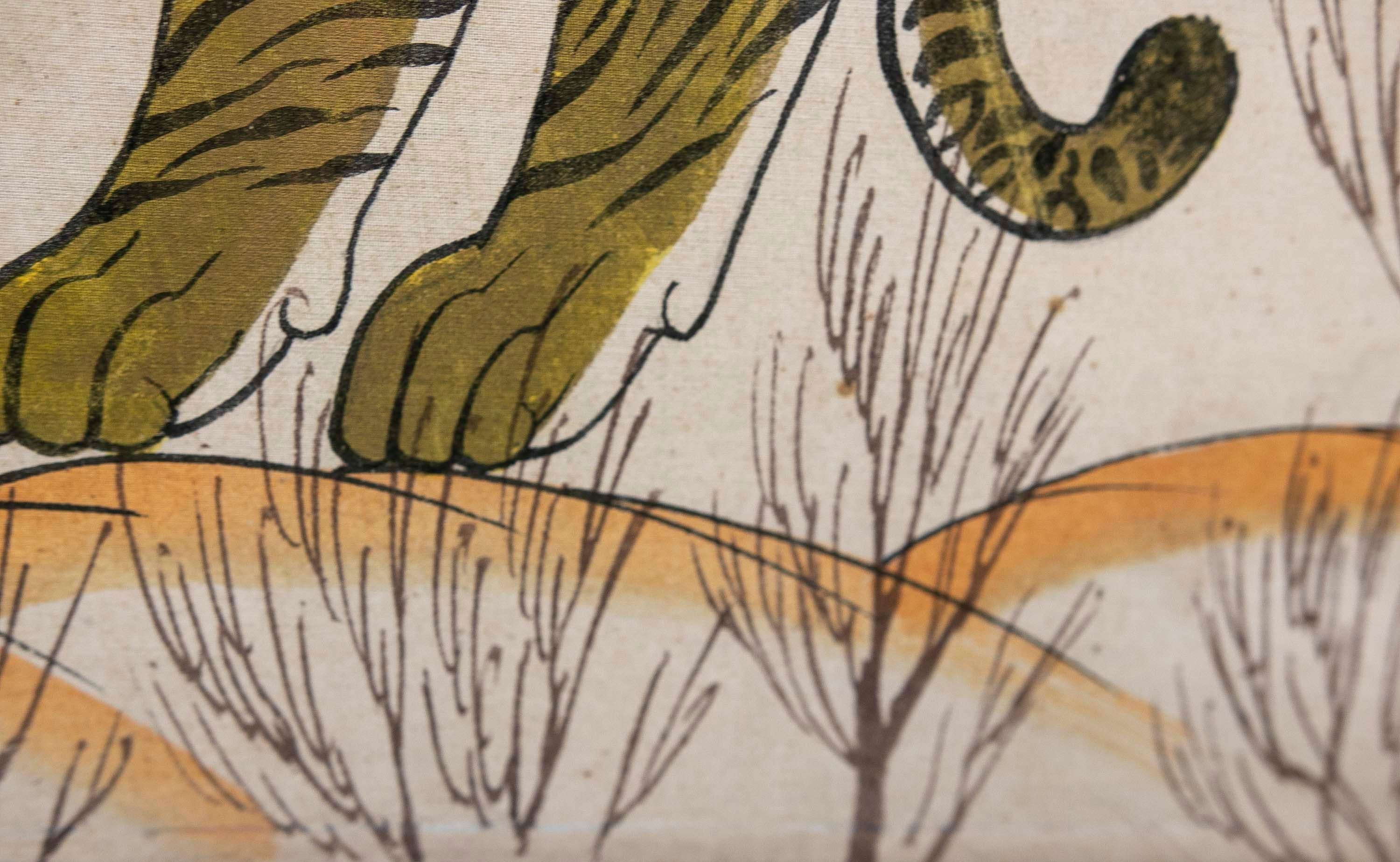Jaime Parlade, Designer-Handgemälde „Tiger“, Öl auf Leinwand, 1970er Jahre im Angebot 4