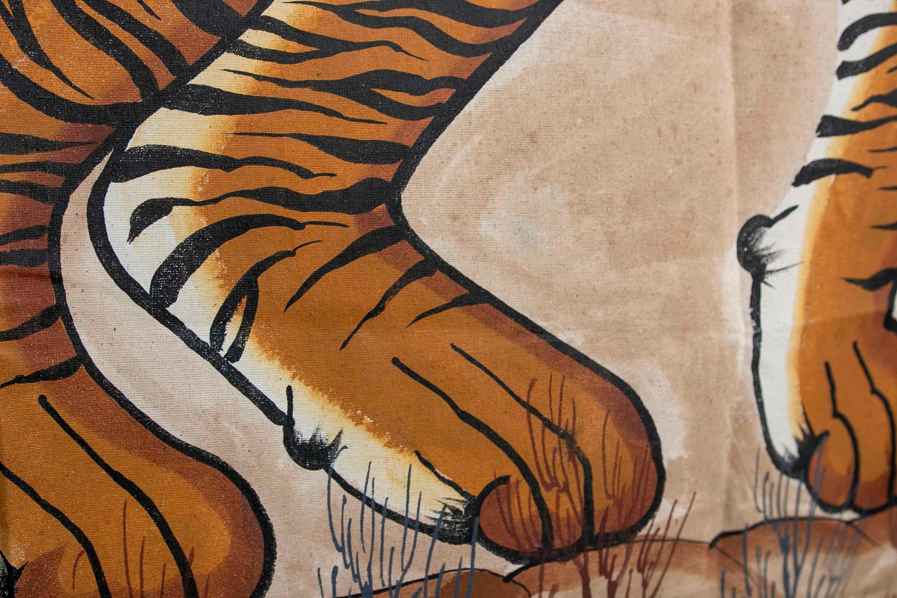 Jaime Parlade, Designer-Handgemälde „Tiger“, Öl auf Leinwand, 1970er Jahre im Angebot 10