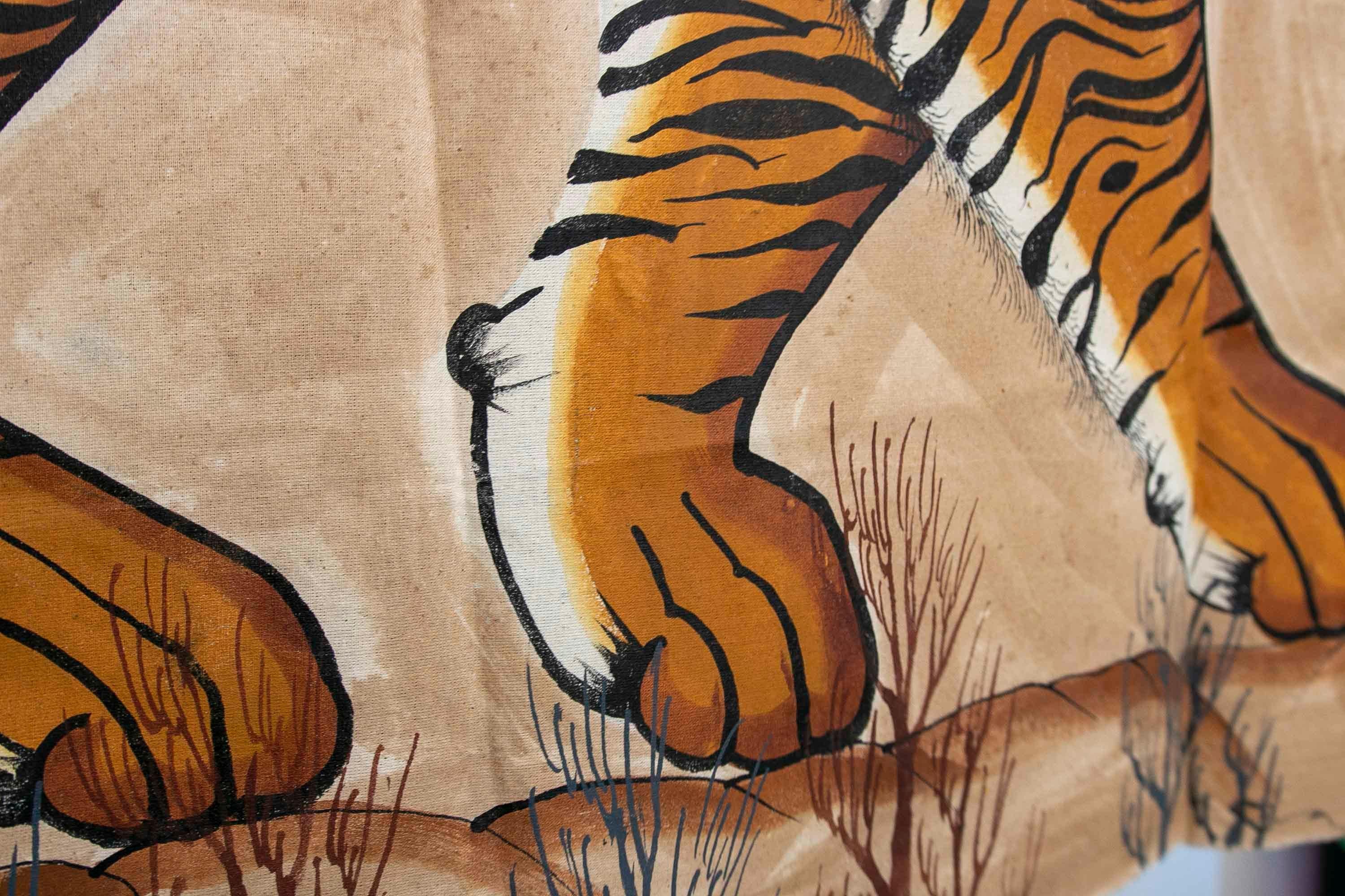 Jaime Parlade, Designer-Handgemälde „Tiger“, Öl auf Leinwand, 1970er Jahre im Angebot 11