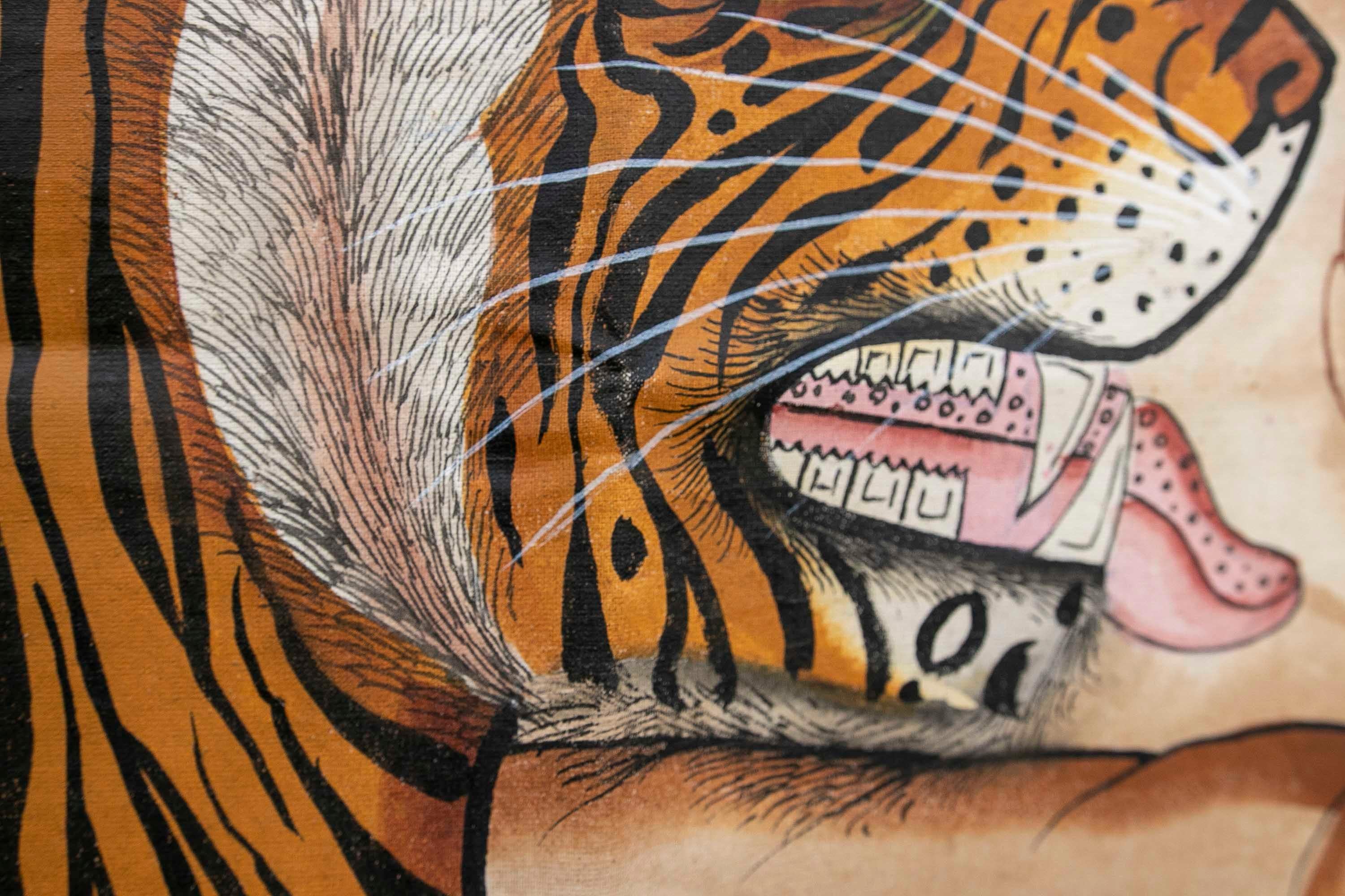 Jaime Parlade, Designer-Handgemälde „Tiger“, Öl auf Leinwand, 1970er Jahre im Angebot 13