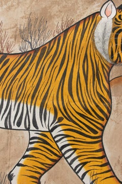 1970s Jaime Parlade Designer Hand Painting "Tiger" Oil on Canvas