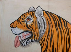 1970s Jaime Parlade Designer Hand Painting "Tiger" Oil on Canvas