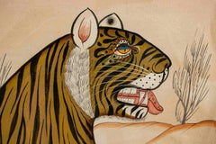 1970s Jaime Parlade Designer Hand Painting "Tiger" Oil on Canvas