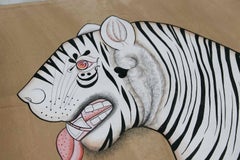 1970s Jaime Parlade Designer Hand Painting "Tiger" Oil on Canvas