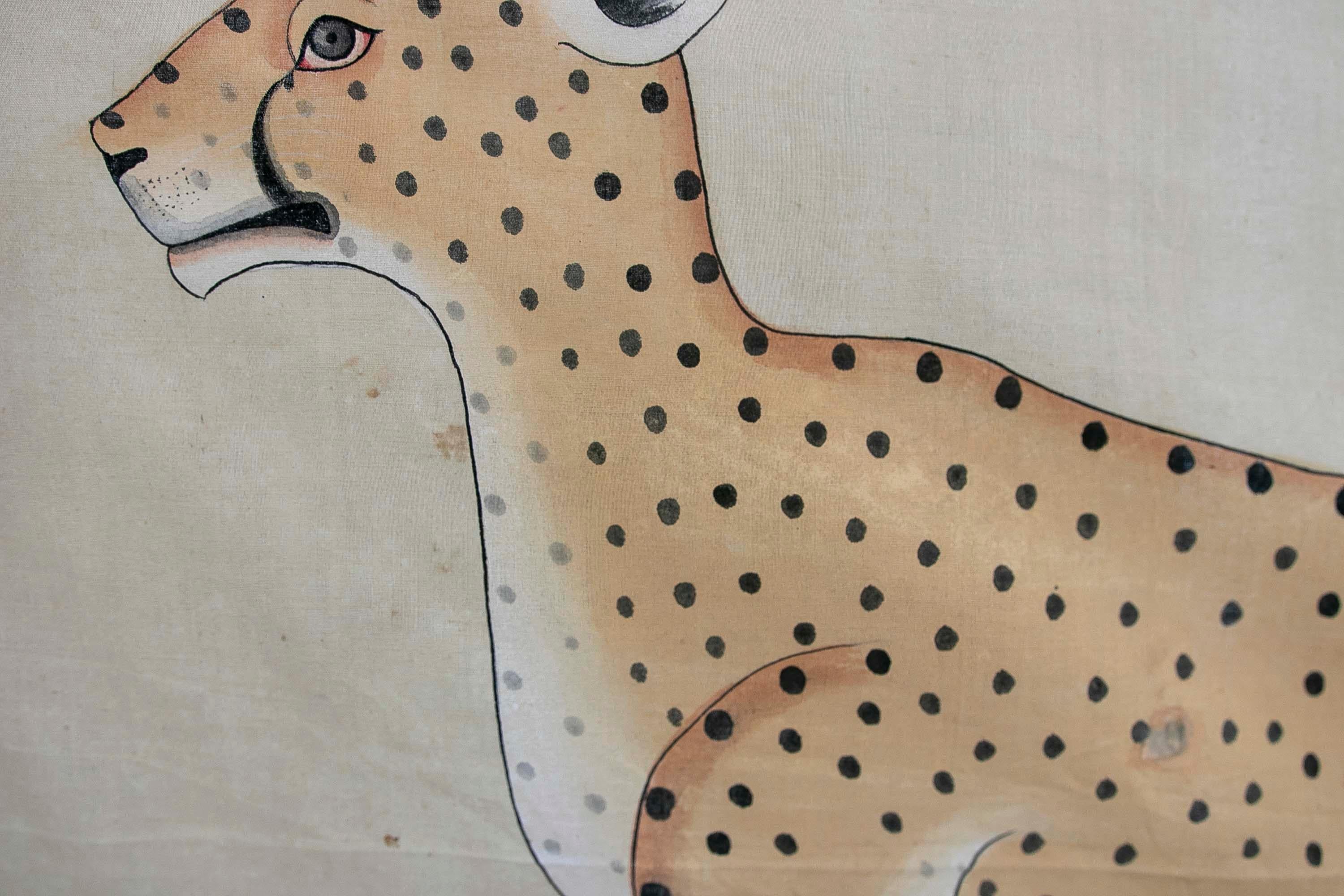 Indien 1970 Jaime Parlade Designer Hand Painting Cheetah