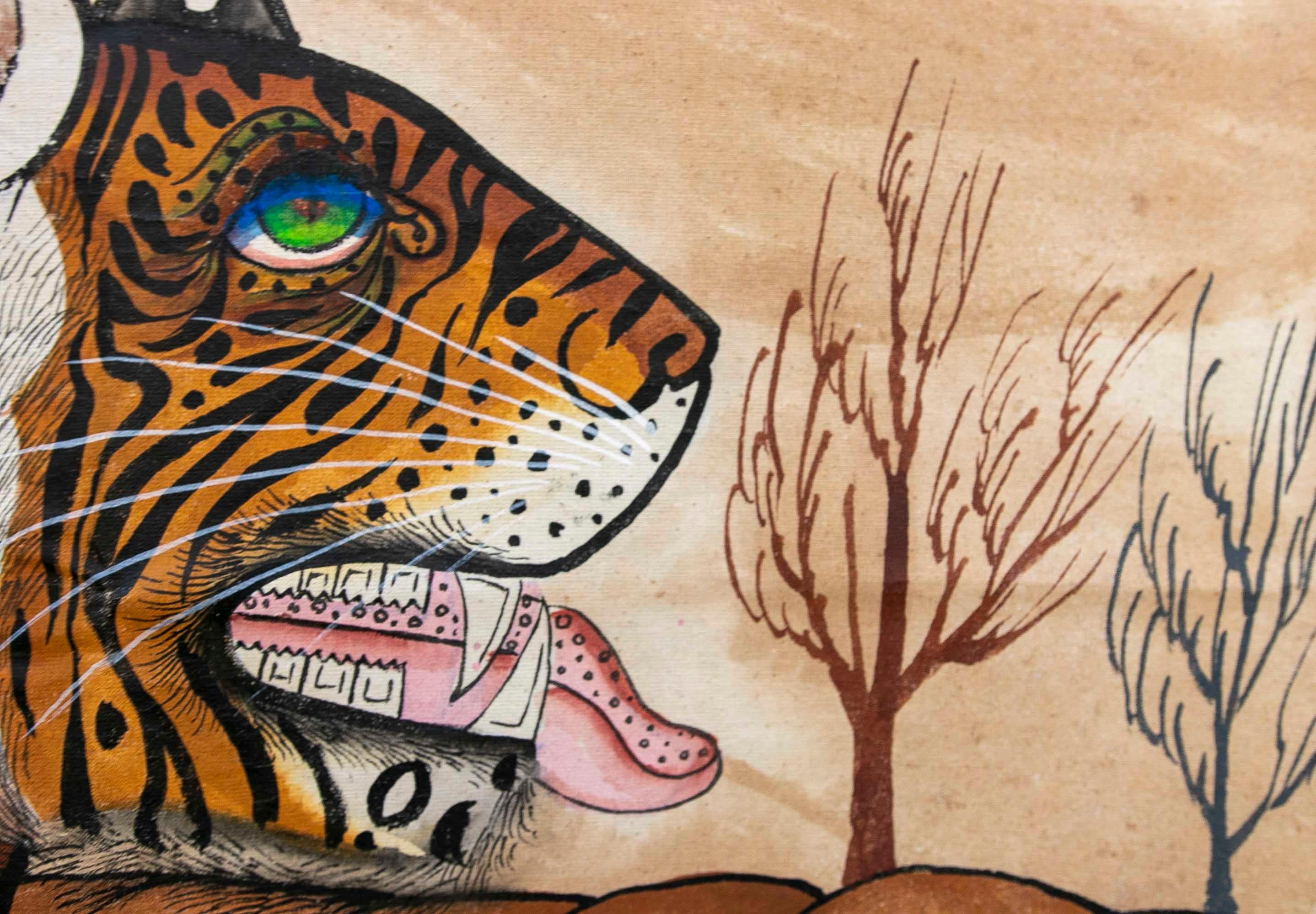 Jaime Parlade, Designer-Handgemälde „Tiger“, Öl auf Leinwand, 1970er Jahre (Handbemalt) im Angebot