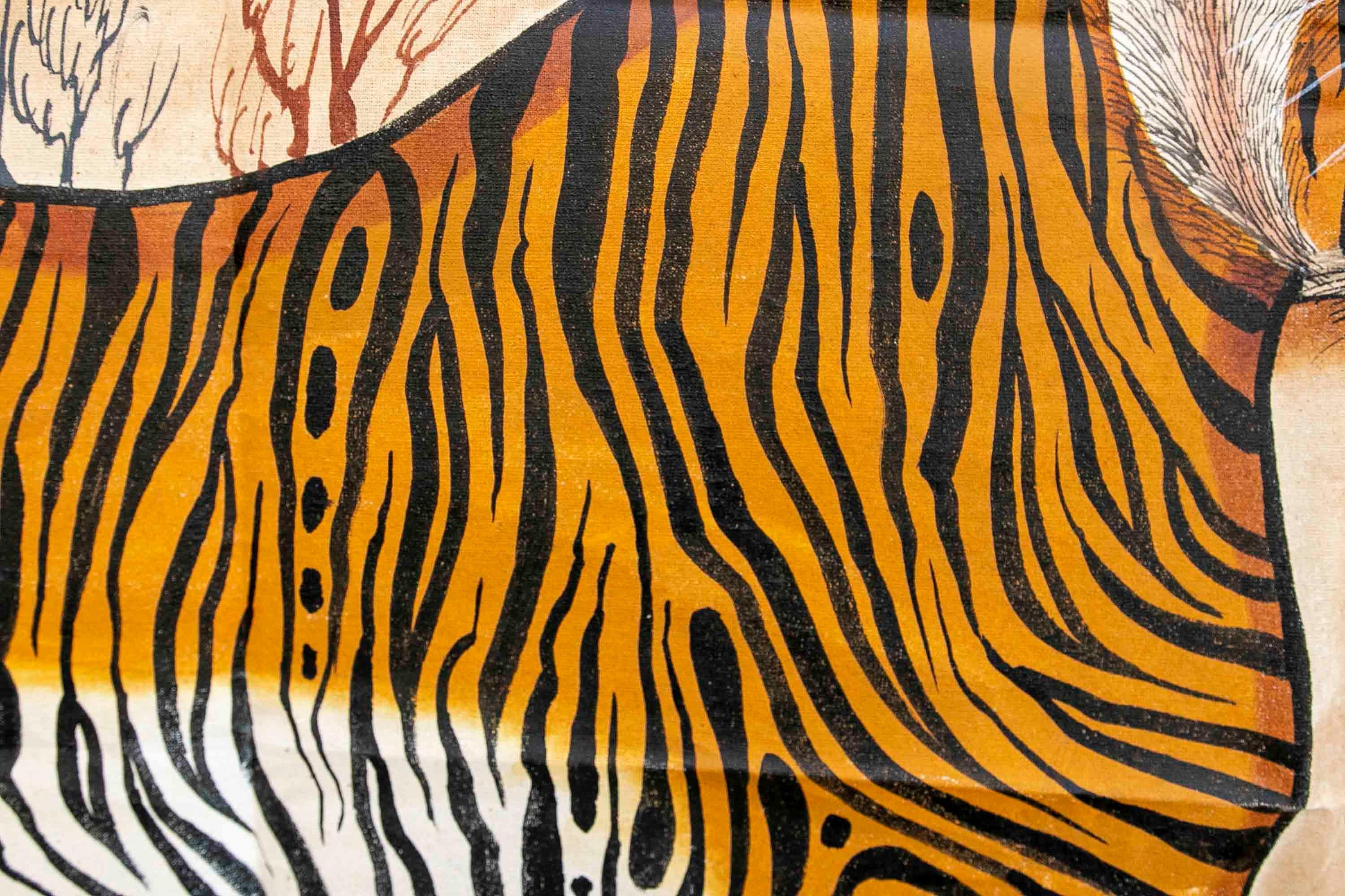 Jaime Parlade, Designer-Handgemälde „Tiger“, Öl auf Leinwand, 1970er Jahre (20. Jahrhundert) im Angebot