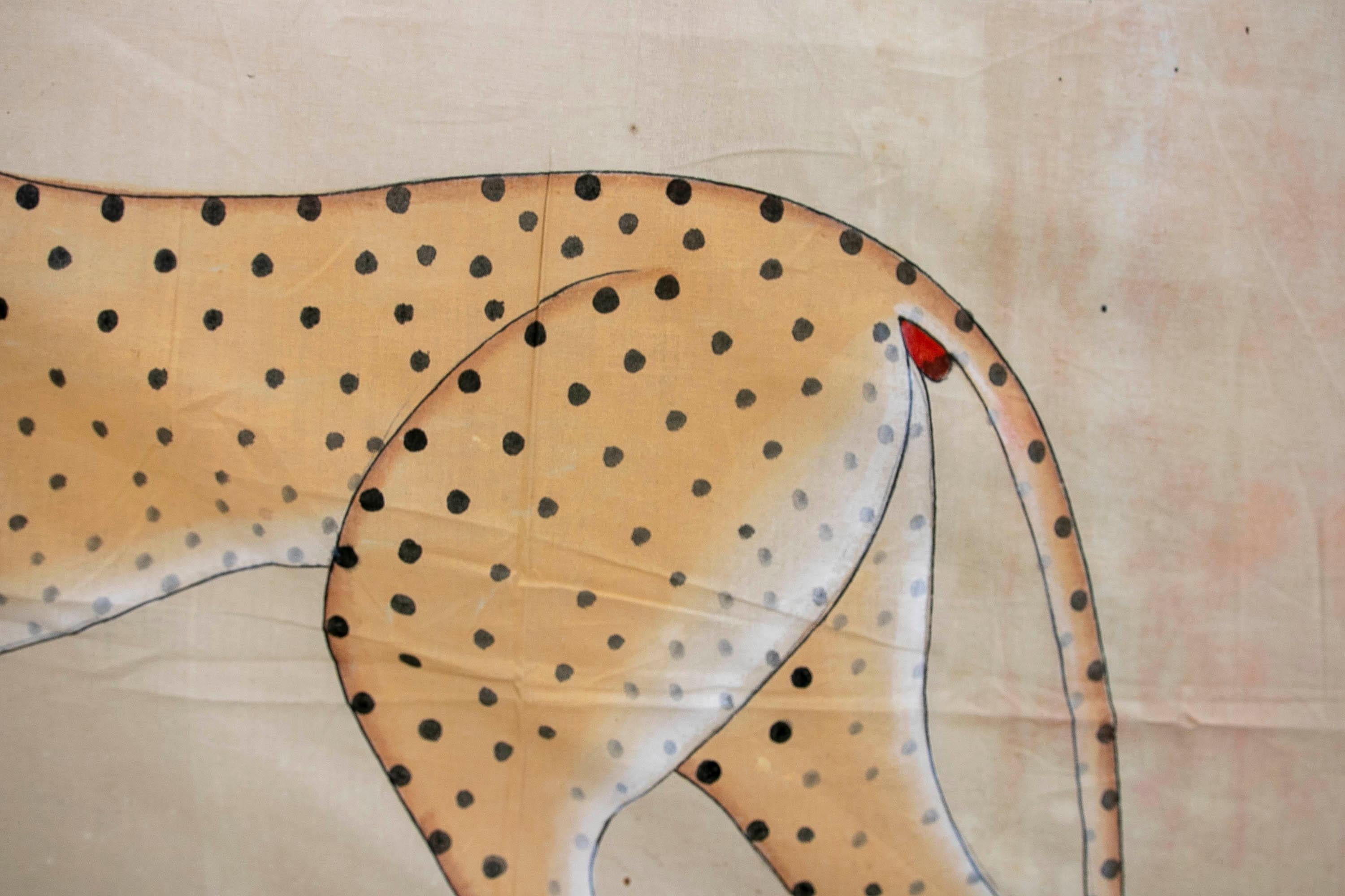 20th Century 1970s Jaime Parlade Designer Hand Painting “Cheetah