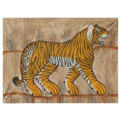1970s Jaime Parlade Designer Hand Painting "Tiger" Oil on Canvas