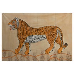1970s Jaime Parlade Designer Hand Painting "Tiger" Oil on Canvas