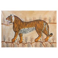 1970s Jaime Parlade Designer Hand Painting "Tiger" Oil on Canvas