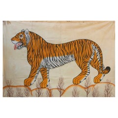 1970s Jaime Parlade Designer Hand Painting "Tiger" Oil on Canvas