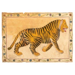 1970s Jaime Parlade Designer Hand Painting "Tiger" Oil on Canvas
