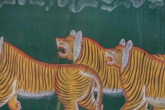 1970s Jaime Parlade Designer Hand Painting "Tigers" Oil on Canvas