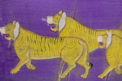 1970s Jaime Parlade Designer Hand Painting "Tigers" Oil on Canvas