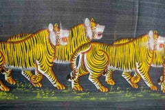 1970s Jaime Parlade Designer Hand Painting "Tigers" Oil on Canvas