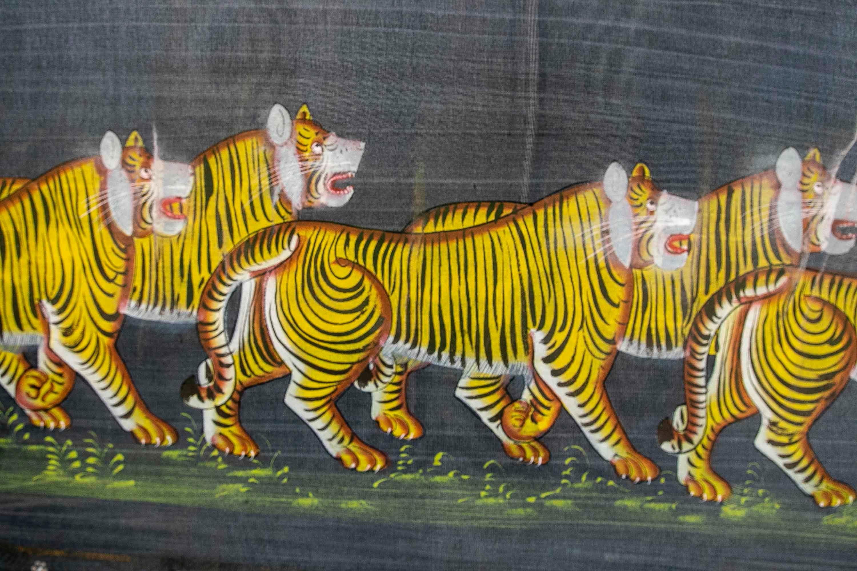 Jaime Parlade, Designer-Handgemälde „Tigers“, Öl auf Leinwand, 1970er Jahre (Indisch) im Angebot