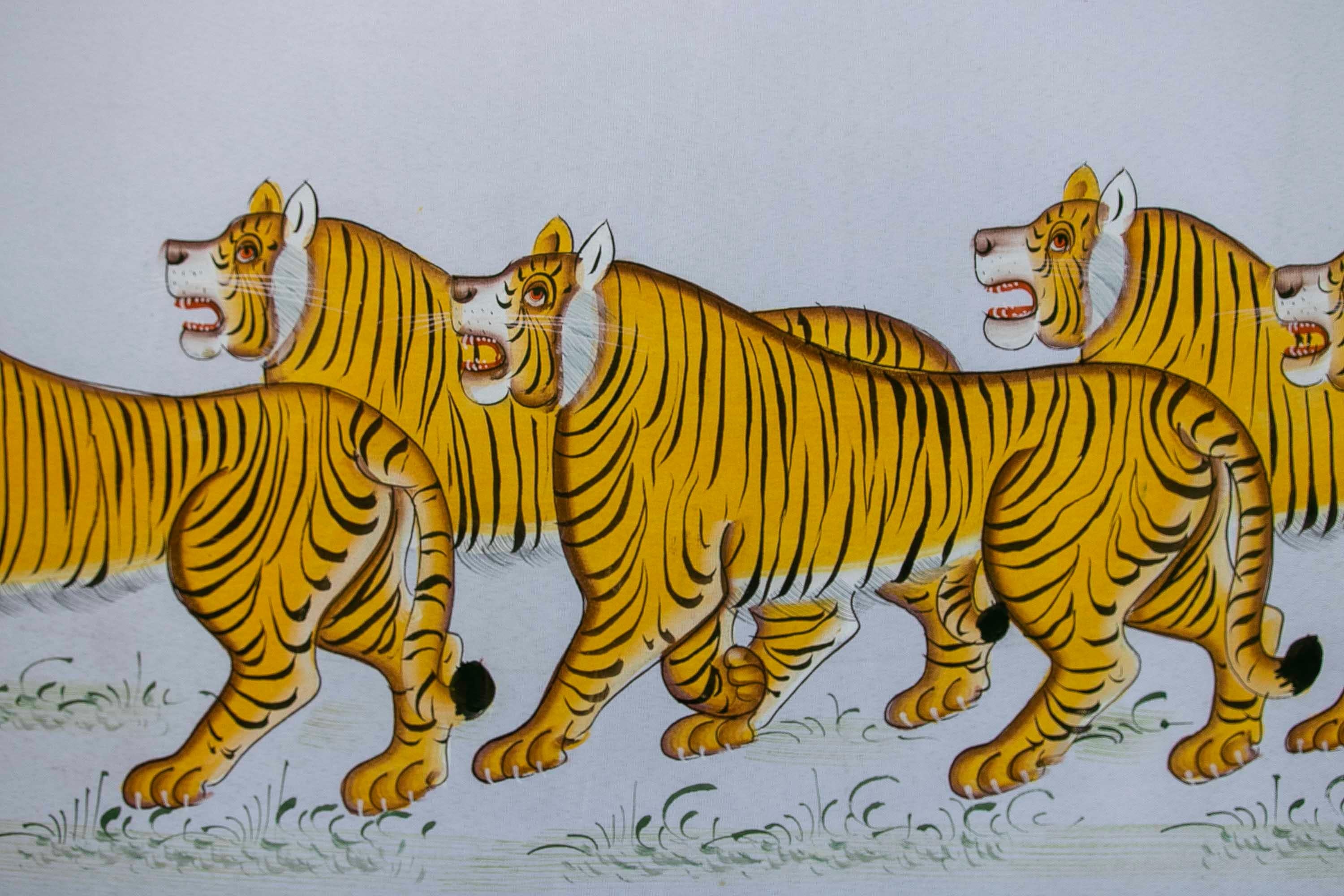 Jaime Parlade, Designer-Handgemälde „Tigers“, Öl auf Leinwand, 1970er Jahre (Handbemalt) im Angebot