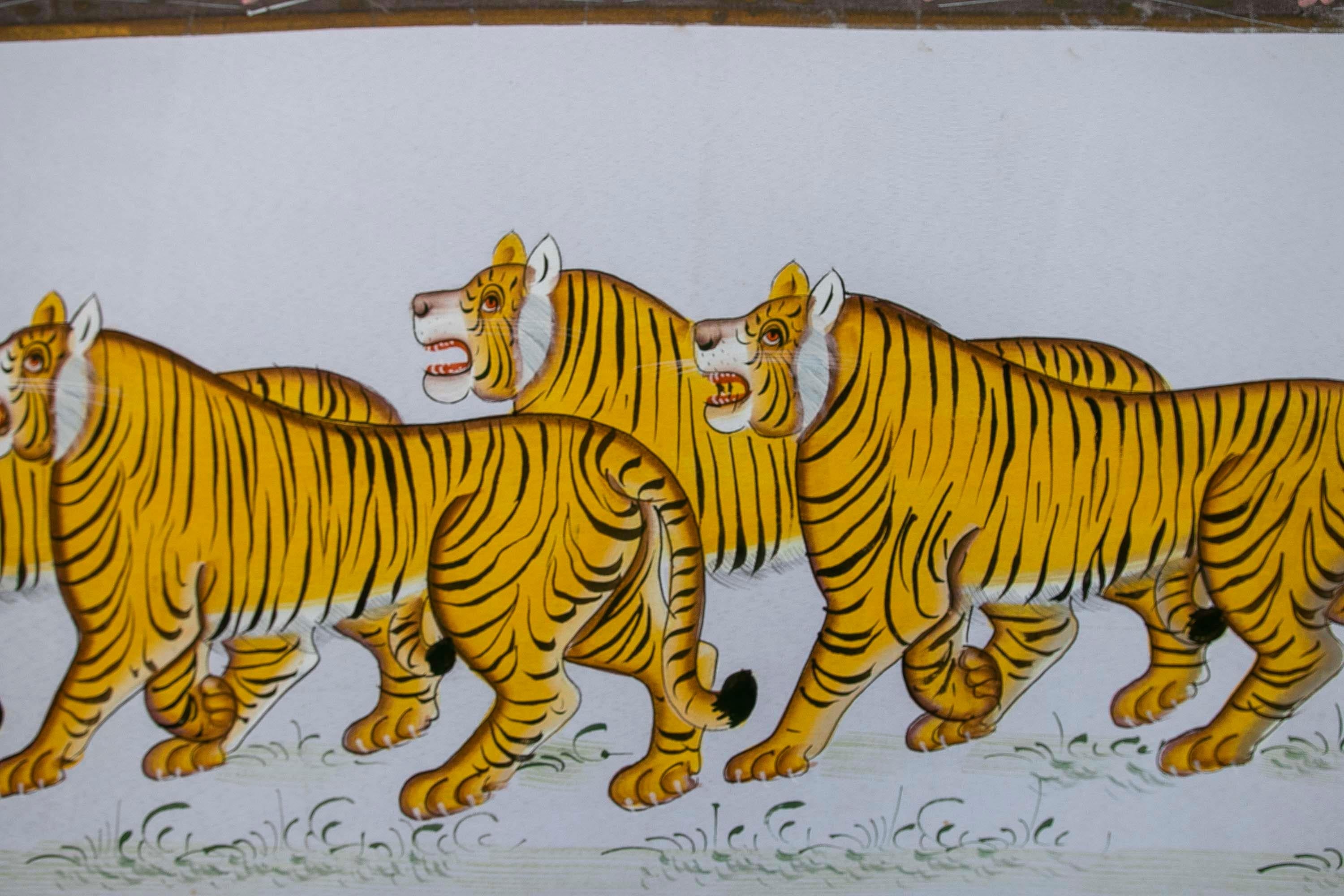 Jaime Parlade, Designer-Handgemälde „Tigers“, Öl auf Leinwand, 1970er Jahre im Zustand „Gut“ im Angebot in Marbella, ES