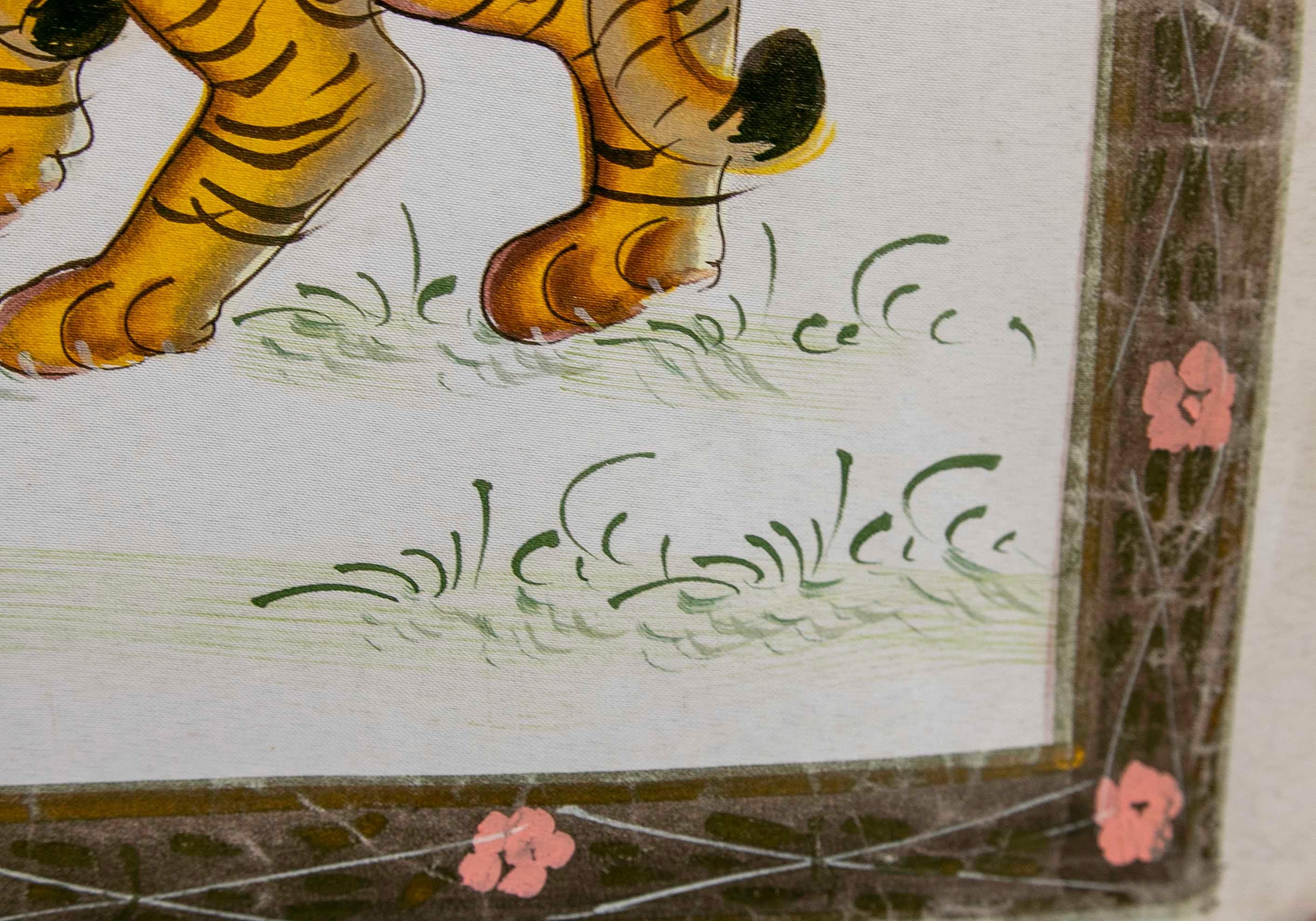 Jaime Parlade, Designer-Handgemälde „Tigers“, Öl auf Leinwand, 1970er Jahre im Angebot 2