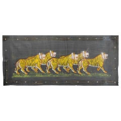 1970s Jaime Parlade Designer Hand Painting "Tigers" Oil on Canvas