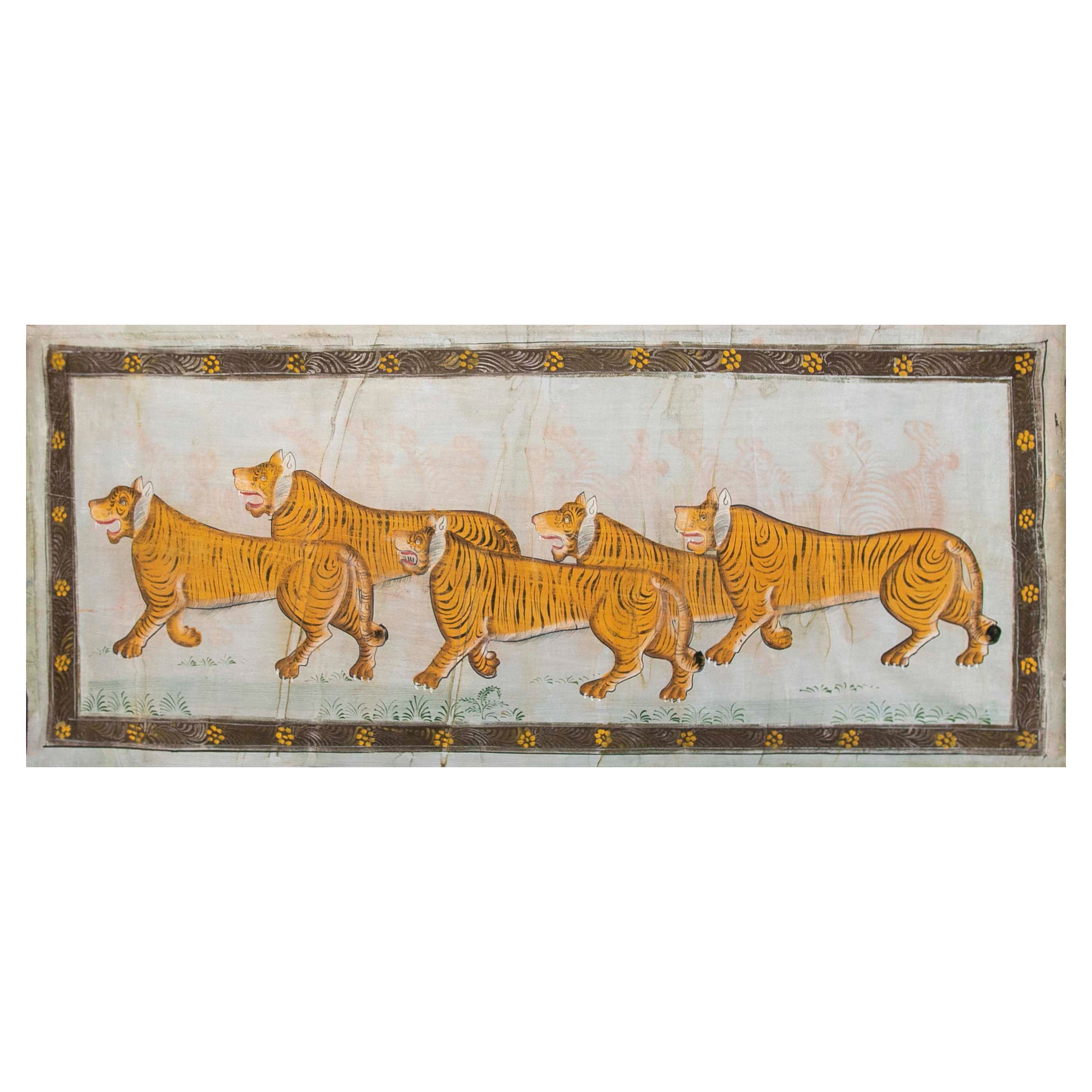 1970s Jaime Parlade Designer Hand Painting "Tigers" Oil on Canvas