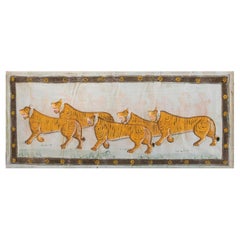 1970s Jaime Parlade Designer Hand Painting "Tigers" Oil on Canvas