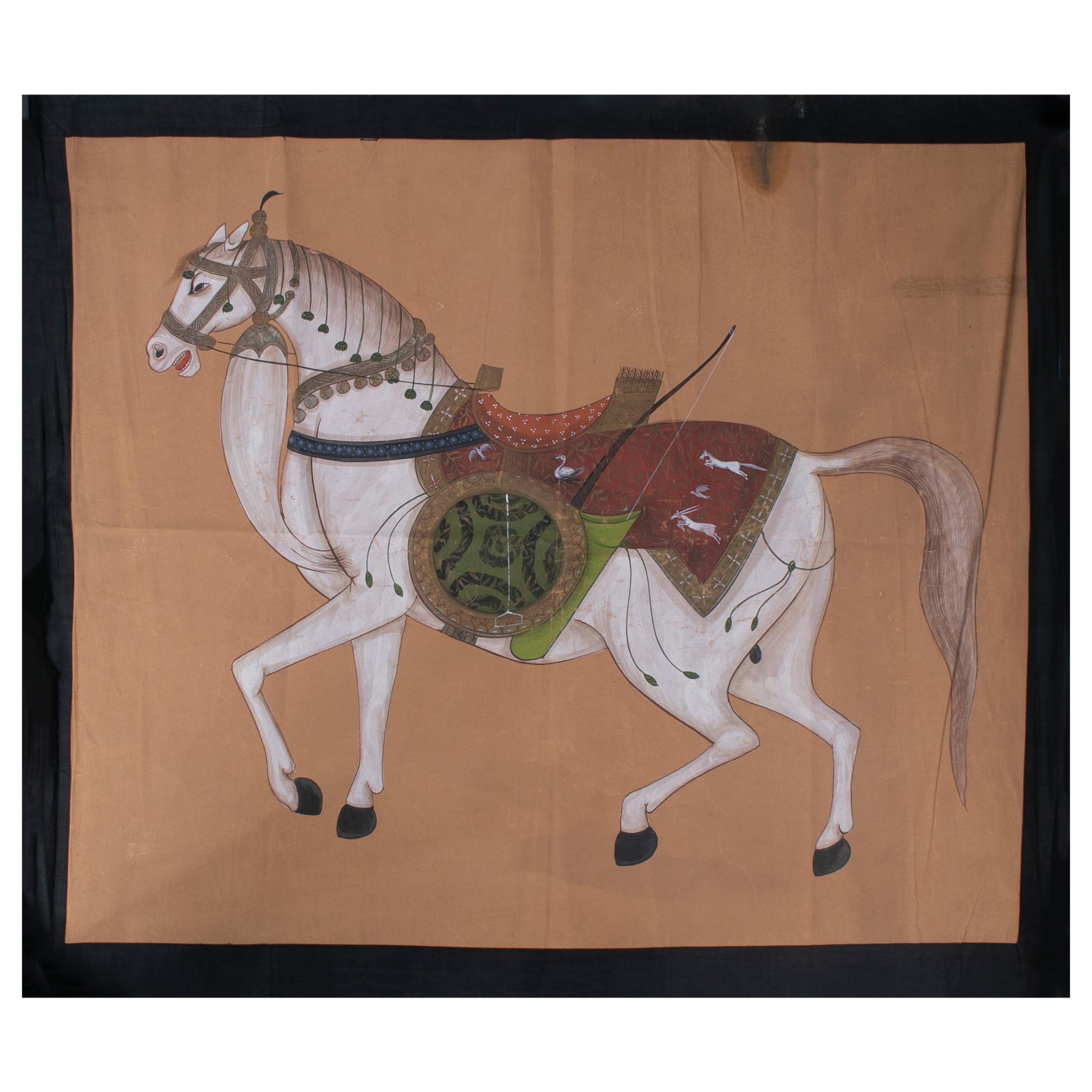 1970s Jaime Parlade Designer Hand Painting "Walking Horse" Oil on Canvas