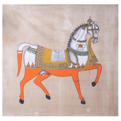 1970s Jaime Parlade Designer Hand Painting "Walking Horse" Oil on Canvas