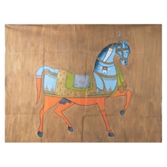 1970s Jaime Parlade Designer Hand Painting "Walking Horse" Oil on Canvas