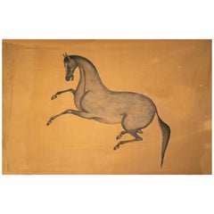 1970s Jaime Parlade Designer Hand Painting "Walking Horse" Oil on Canvas