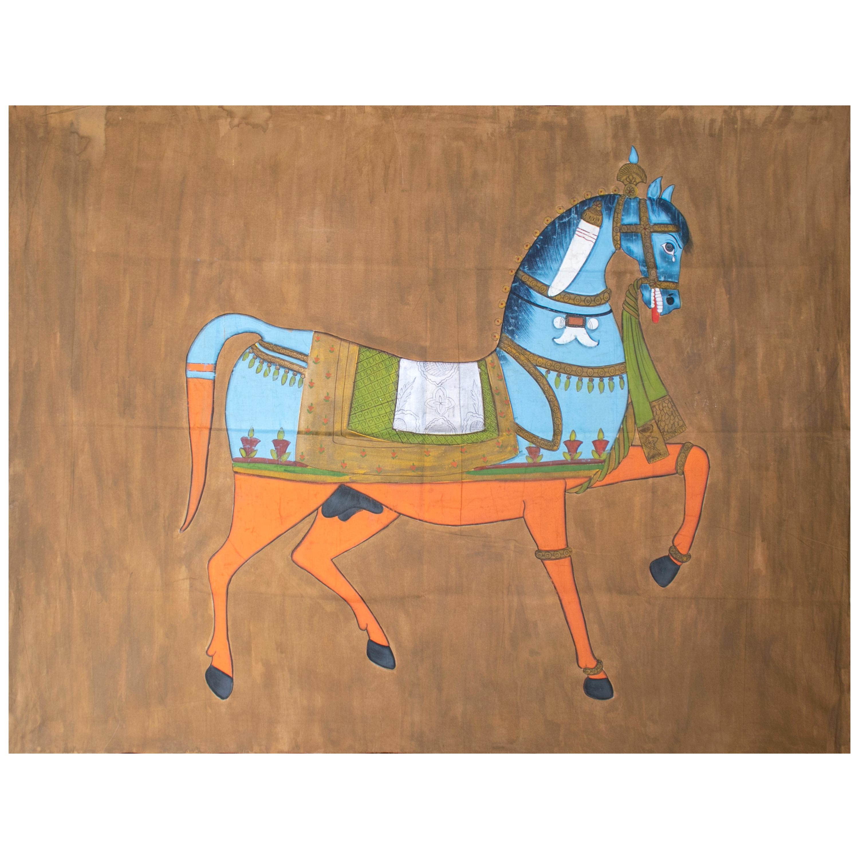 1970s Jaime Parlade Designer Hand Painting "Walking Horse" Oil on Canvas