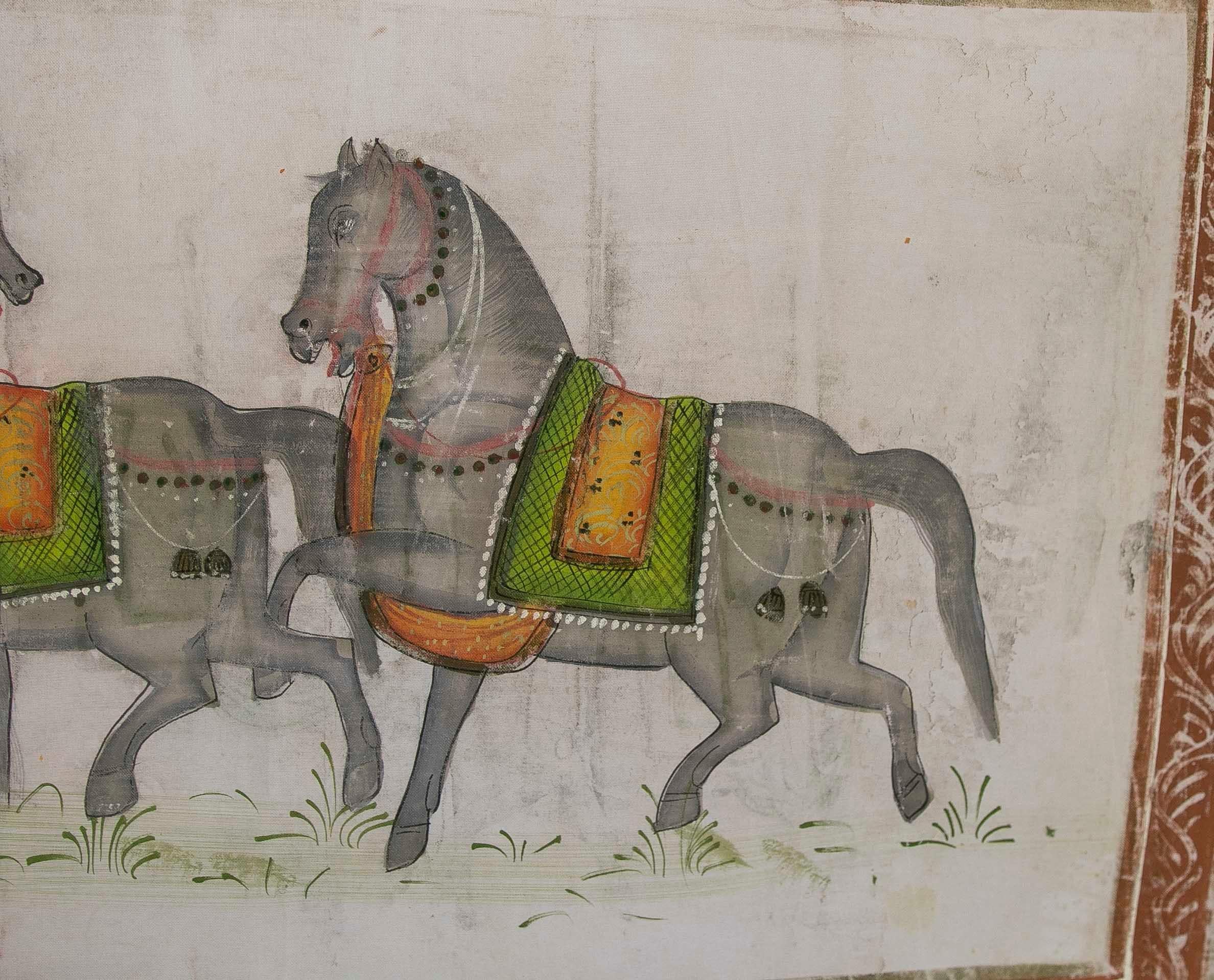 Peinture à l'huile sur toile des années 1970 du designer Jaime Parlade représentant des chevaux en train de marcher  en vente 4