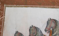 1970s Jaime Parlade Designer Hand Painting "Walking Horses" Oil on Canvas Horse