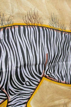 1970s Jaime Parlade Designer Hand Painting "White Tiger" Oil on Canvas