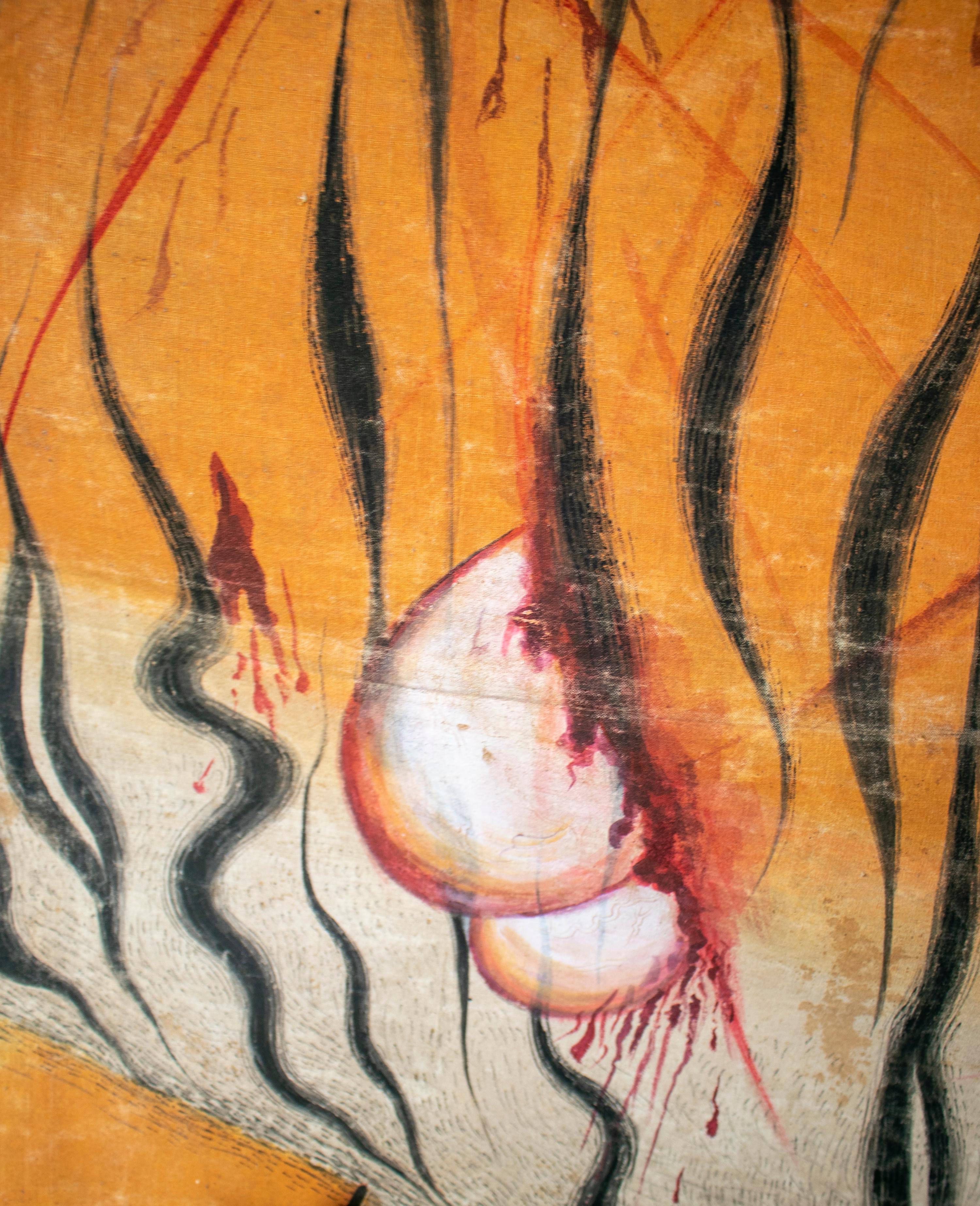 1970s Jaime Parlade Designer Huge Hand Drawn Tiger on Canvas 5