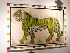 1970s Jaime Parlade School Tiger Painting framed in Colors