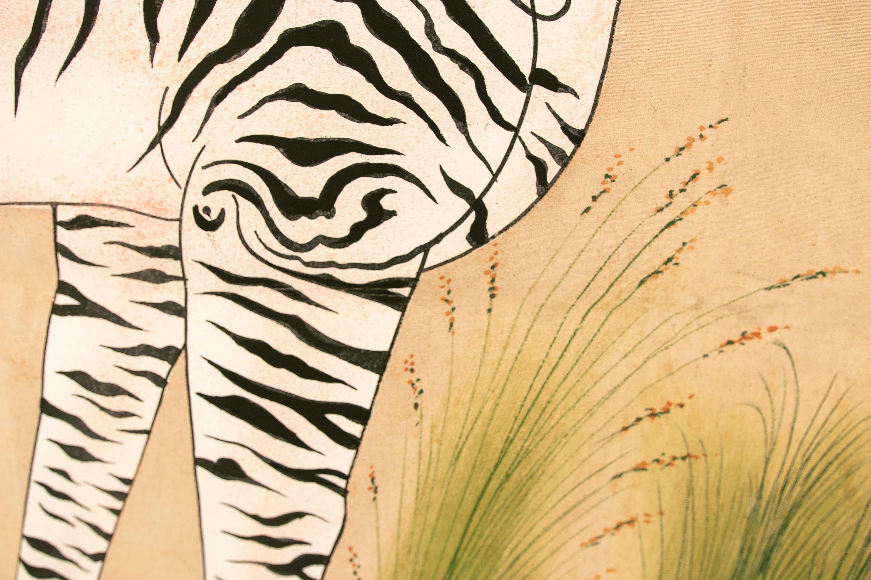 Jaime Parlade, Designer, handbemaltes „Zebra“, Öl auf Leinwand, 1970er Jahre im Angebot 12