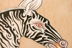 1970s Jaime Parlade's Designer Hand Painted "Zebra" Oil on Canvas