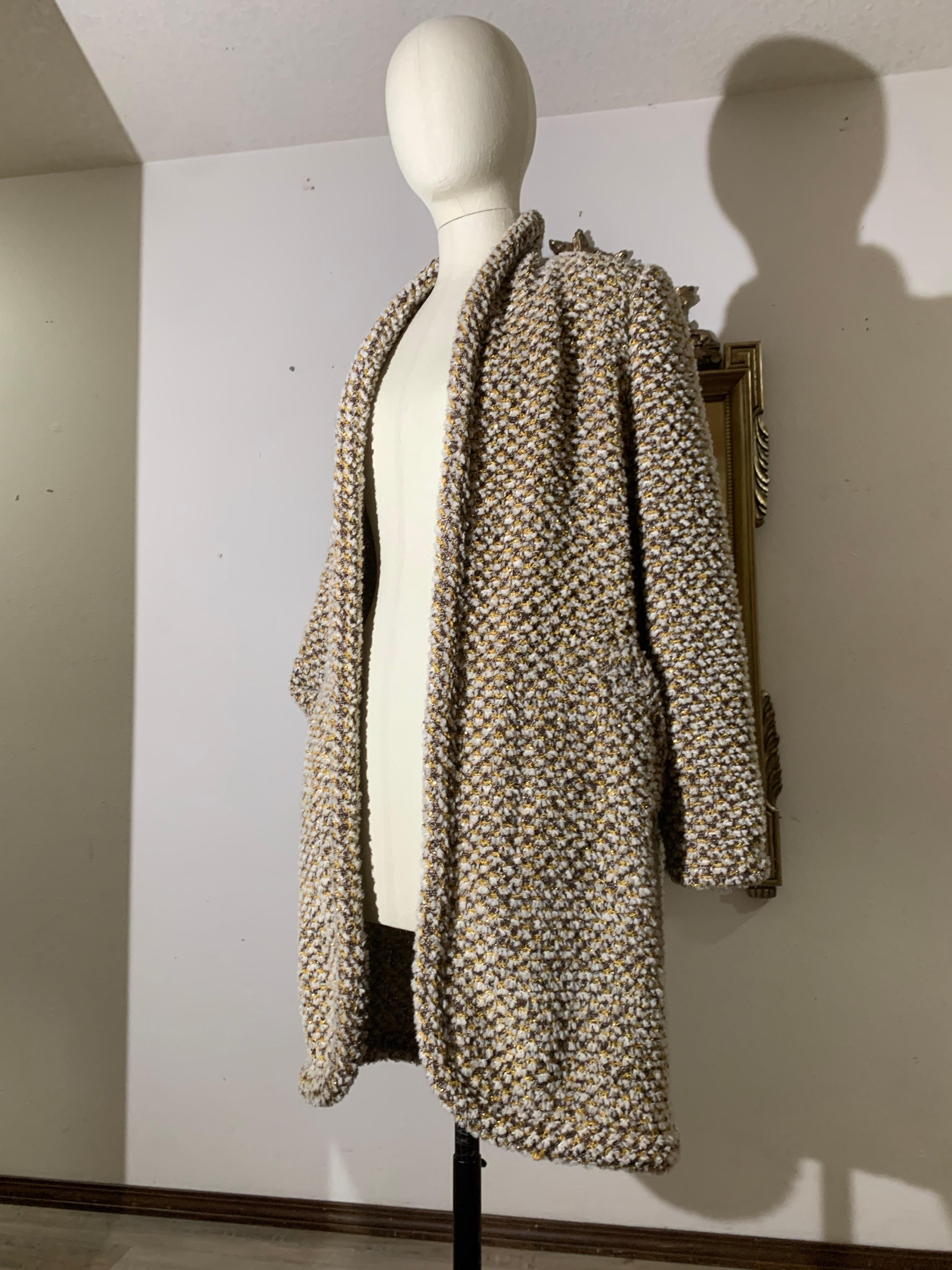1970s James Galanos Couture Fantasy Chenille Knit Cardigan Jacket w Gold Yarn For Sale 8