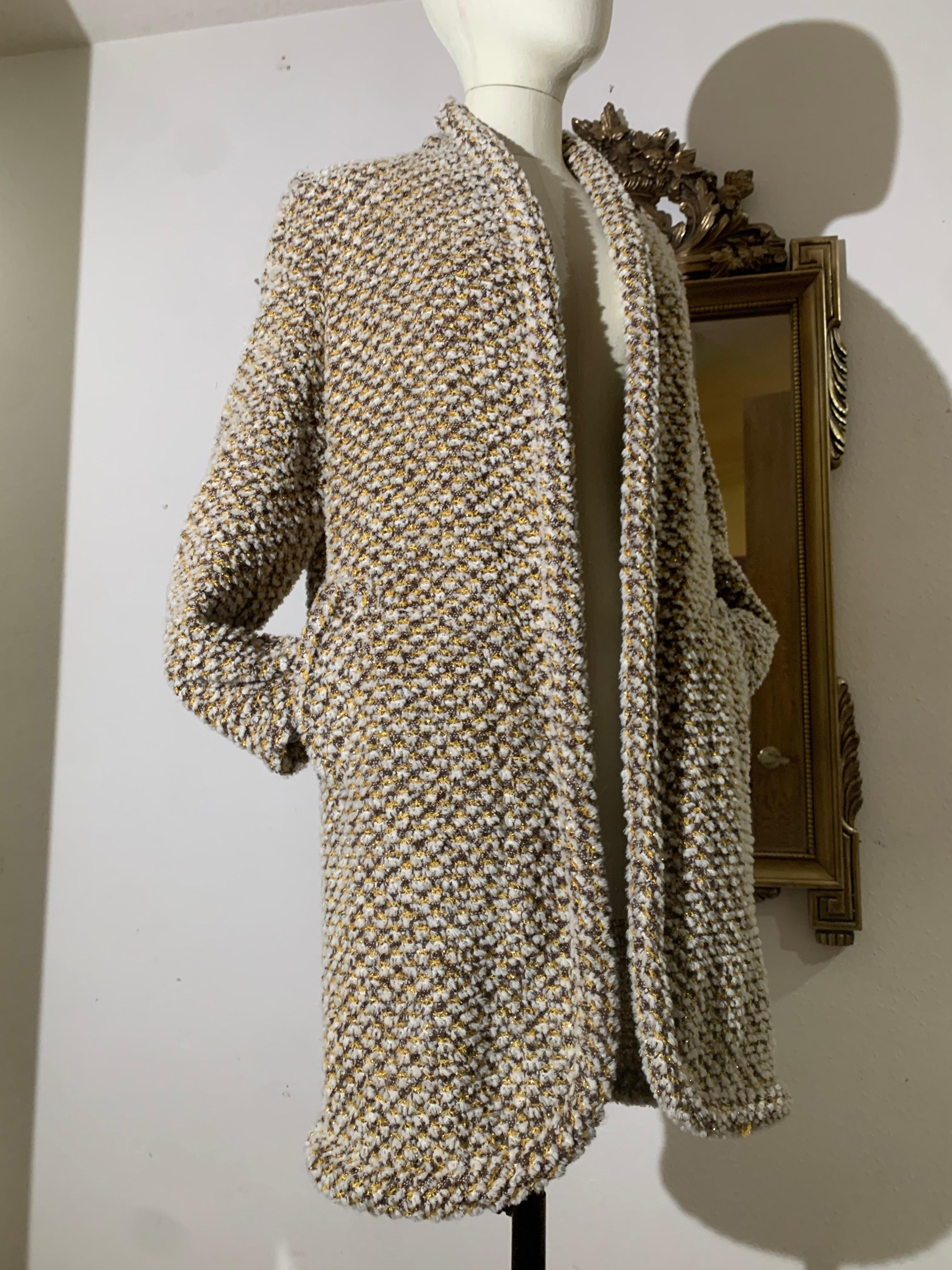 1970s James Galanos Couture Fantasy Chenille Knit Cardigan Jacket w Gold Yarn For Sale 9