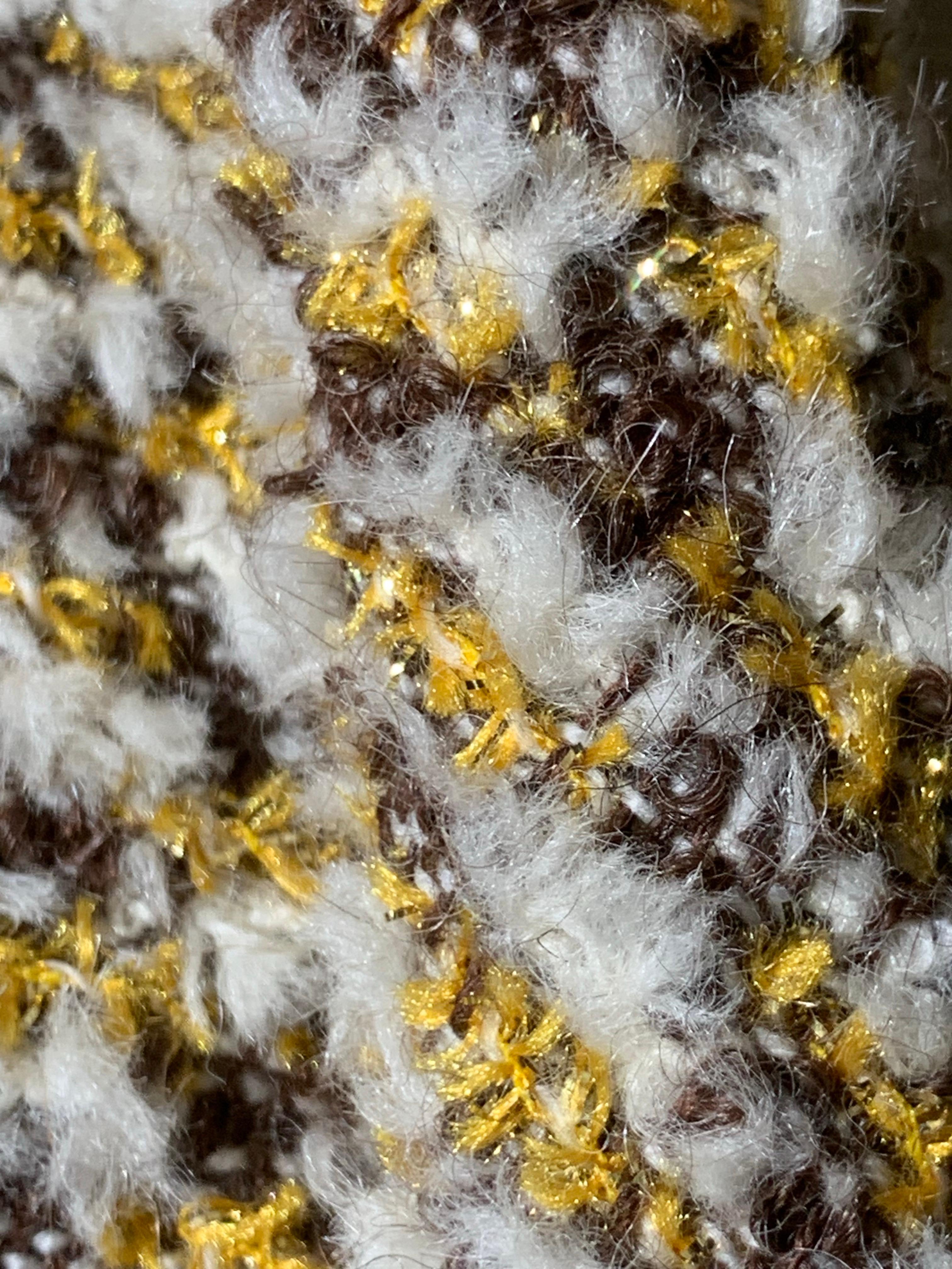 1970s James Galanos Couture Fantasy Chenille Knit Cardigan Jacket w Gold Yarn For Sale 10