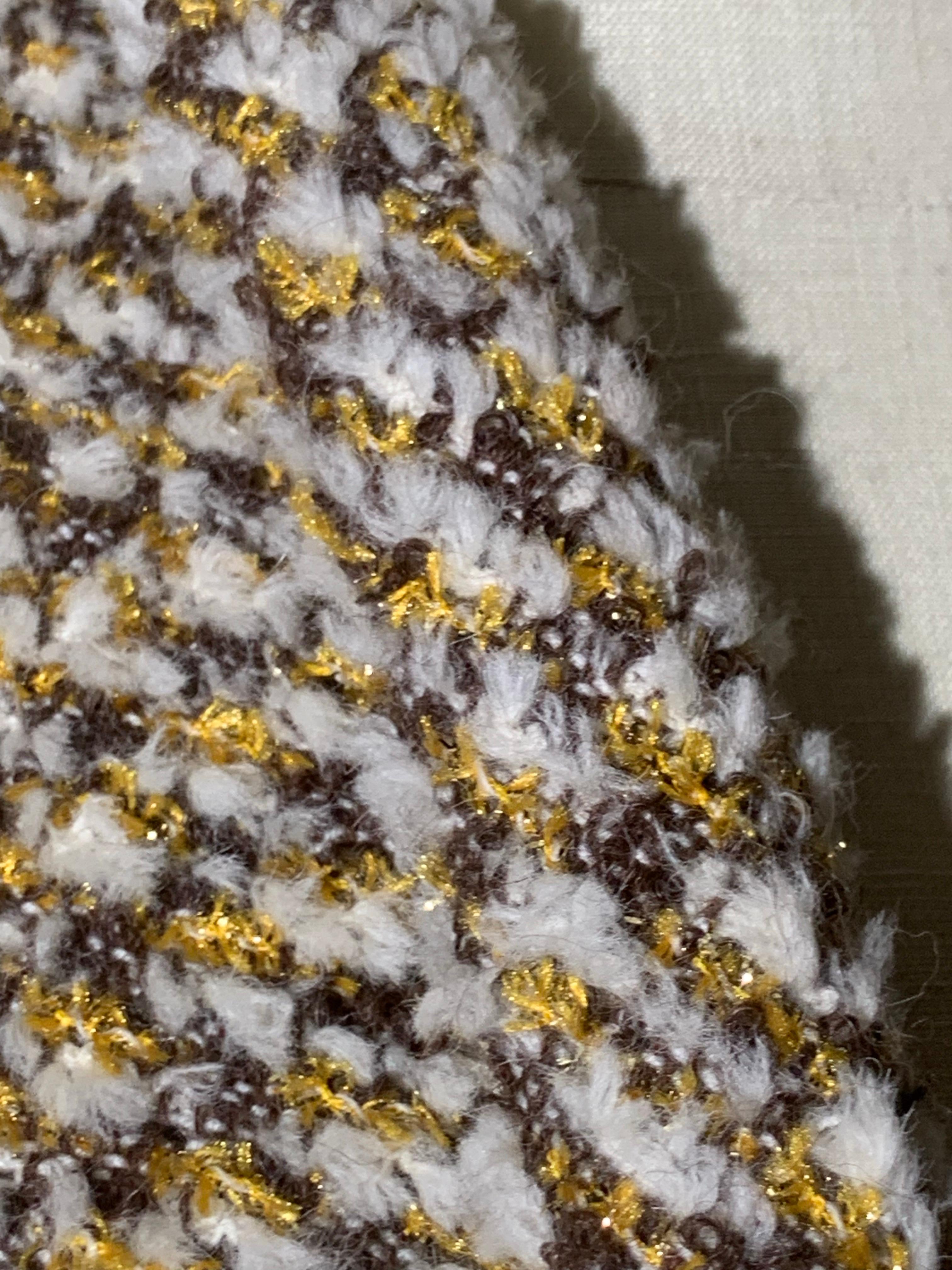 1970s James Galanos Couture Fantasy Chenille Knit Cardigan Jacket w Gold Yarn For Sale 11
