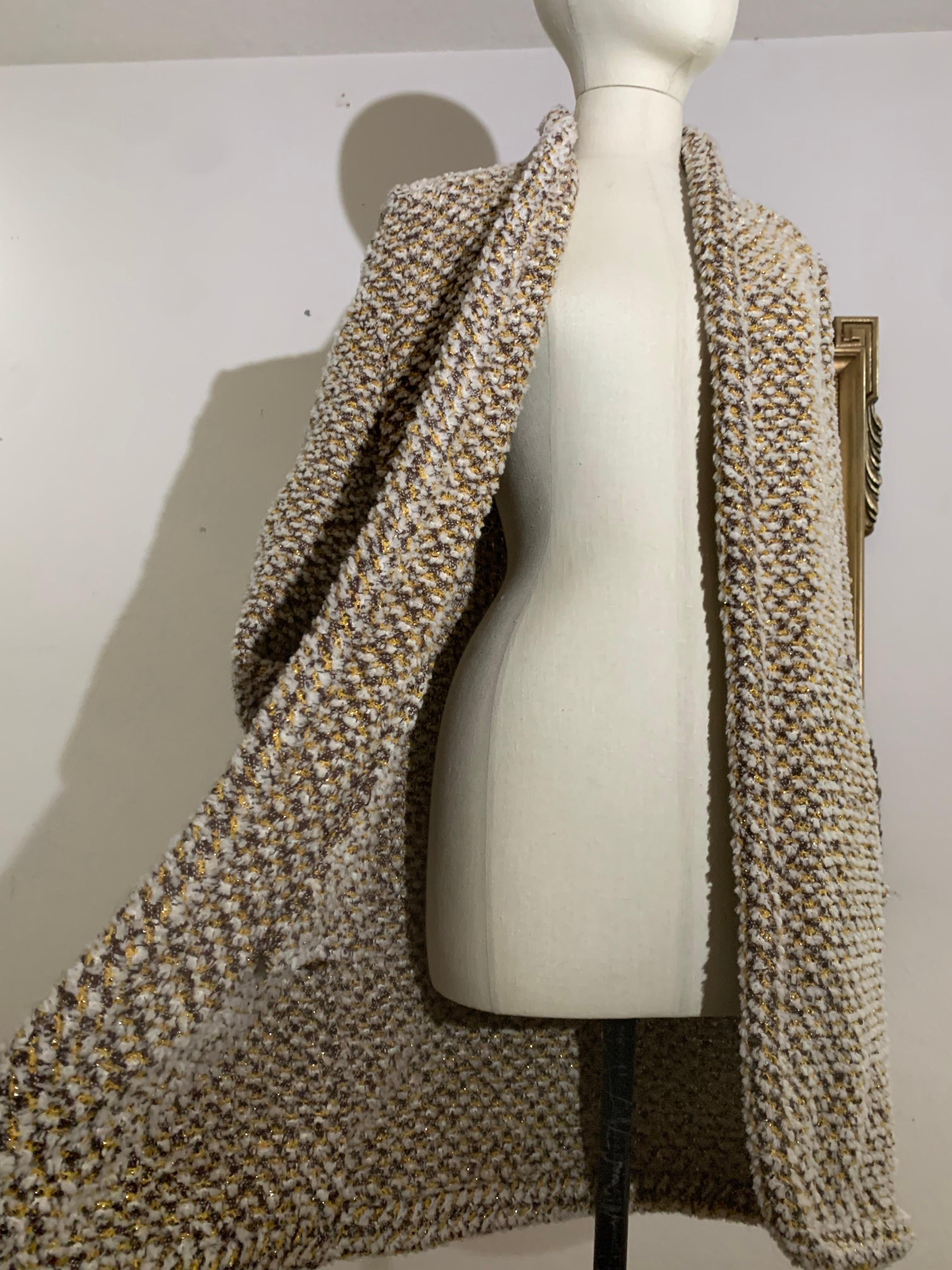 1970s James Galanos Couture Fantasy Chenille Knit Cardigan Jacket w Gold Yarn In Excellent Condition For Sale In Gresham, OR
