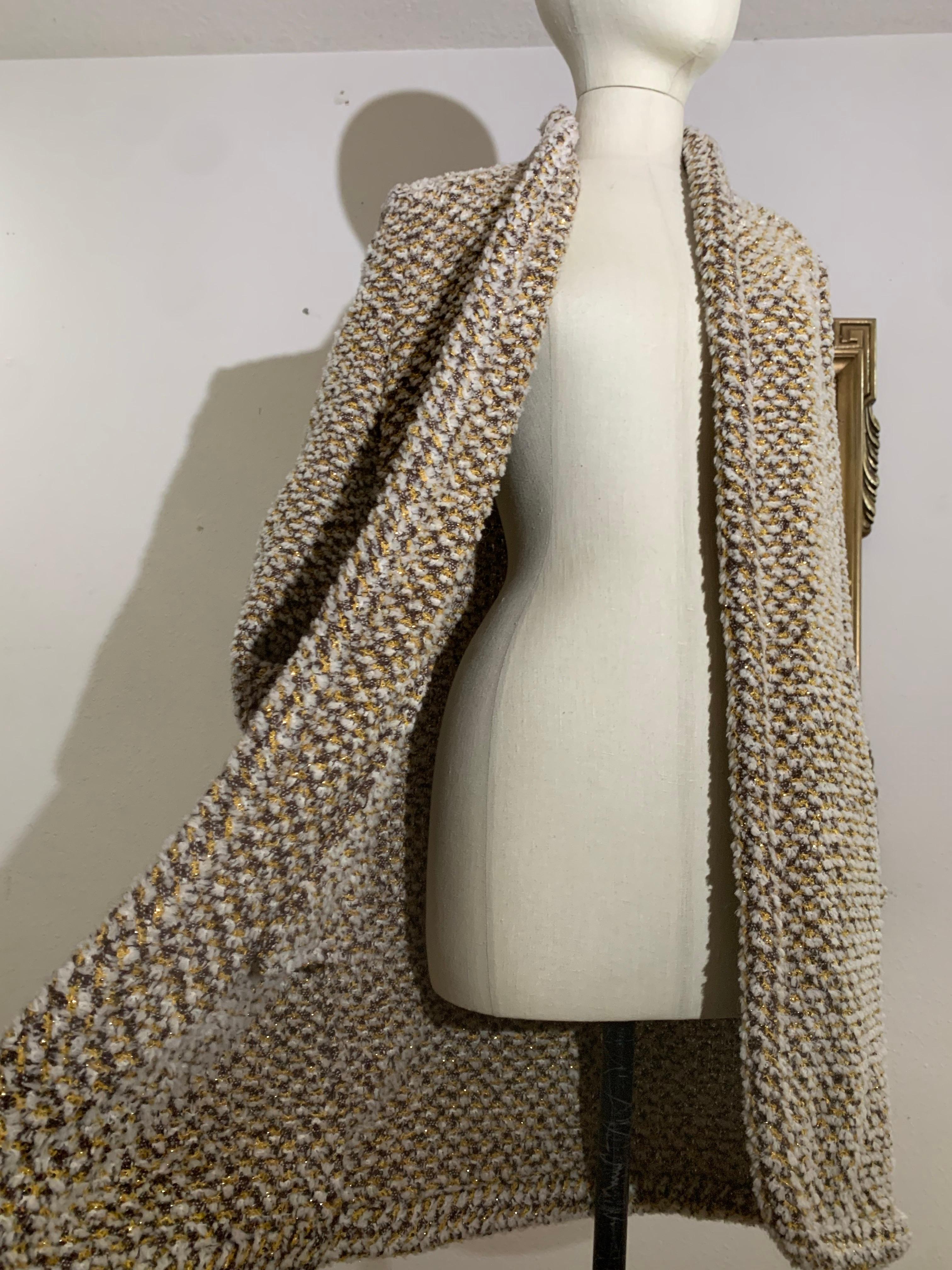 Women's 1970s James Galanos Couture Fantasy Chenille Knit Cardigan Jacket w Gold Yarn For Sale