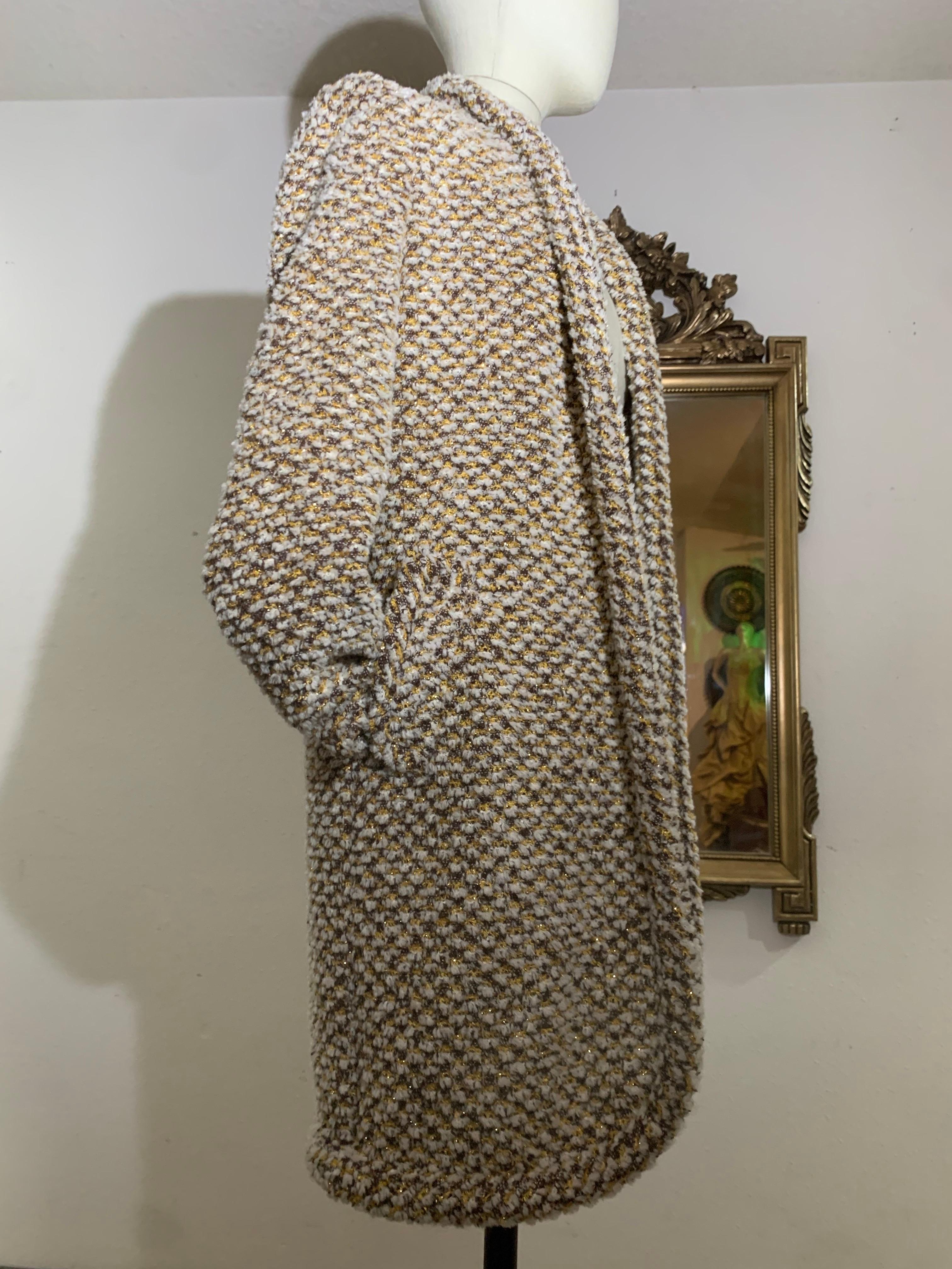 1970s James Galanos Couture Fantasy Chenille Knit Cardigan Jacket w Gold Yarn For Sale 2