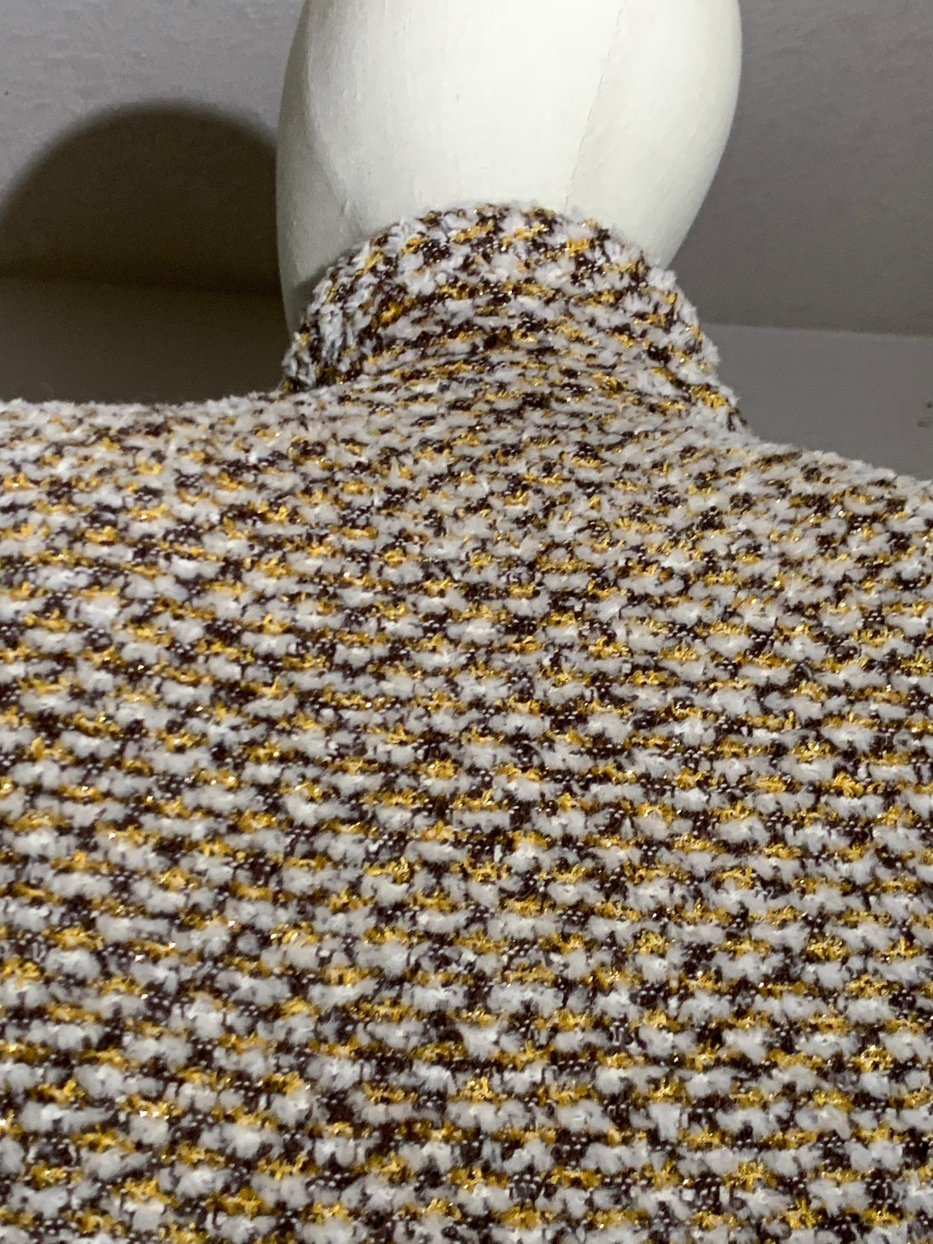 1970s James Galanos Couture Fantasy Chenille Knit Cardigan Jacket w Gold Yarn For Sale 4