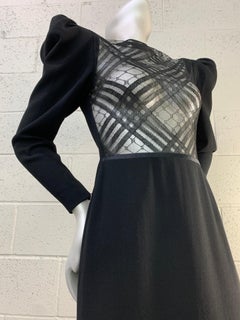 1970s James Galanos Daring-As-You-Want-To-Be Black Wool Crepe Sheer Gown