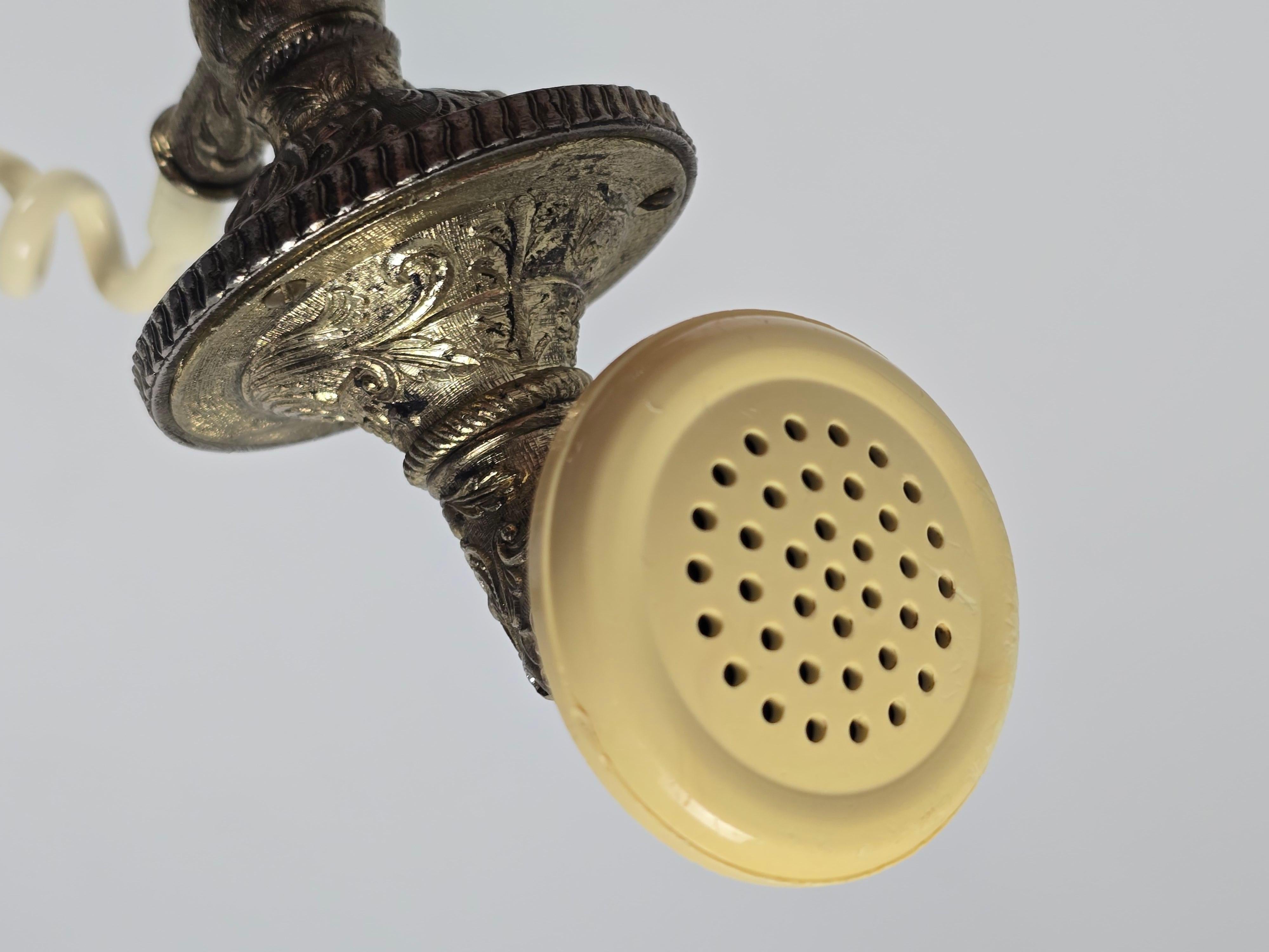 1970s James Mont Style Thick Brass Tall Standing Rotary Phone For Sale 3