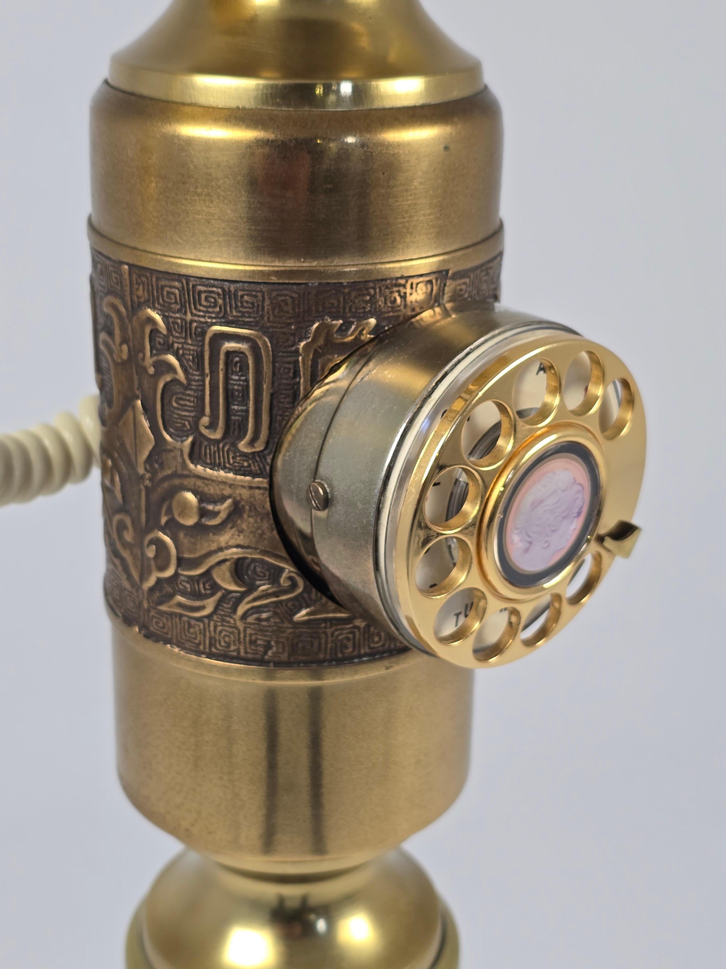 1970s James Mont Style Thick Brass Tall Standing Rotary Phone For Sale 5